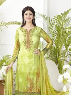 Light Parrot Pure Lawn Cotton Embroidery Chudidhar Suits