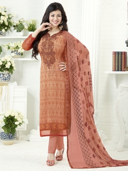 Orange Georgette Printed Chudidhar Suits