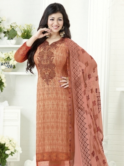 Orange Georgette Printed Chudidhar Suits