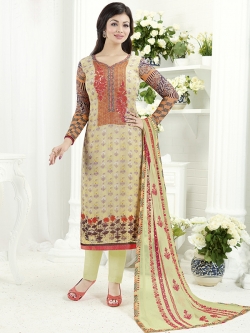 Cream & Multi Georgette Printed Chudidhar Suits