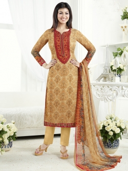 Orange Georgette Printed Chudidhar Suits