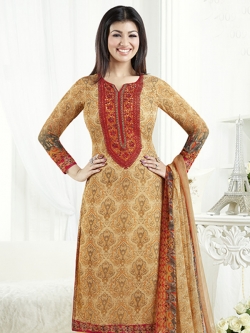 Orange Georgette Printed Chudidhar Suits