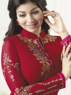 Maroon Georgette Thread Embroidery Chudidhar Suits