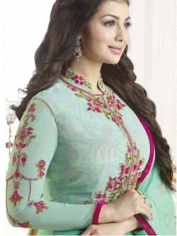 Sky Blue Georgette Thread Embroidery Chudidhar Suits