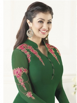 Green Georgette Thread Embroidery Chudidhar Suits