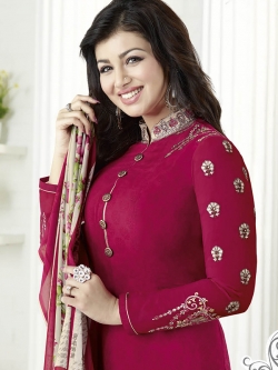 Maroon Crepe Thread Embroidery Chudidhar Suits