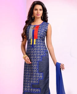 Navy Blue Banaras Embroidery & Imported Work Chudidhar Suits