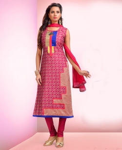 Pink Banaras Embroidery & Imported Work Chudidhar Suits