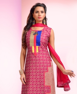 Pink Banaras Embroidery & Imported Work Chudidhar Suits
