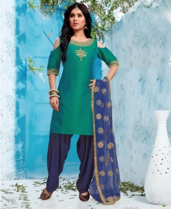 Green Banaras Embroidery & Imported Work Chudidhar Suits