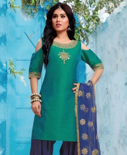 Green Banaras Embroidery & Imported Work Chudidhar Suits