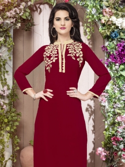 Maroon Fox Georgette Printed A Line Kurtis