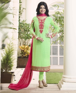 Light Parrot Georgette Embroidery Work Salwar Suits