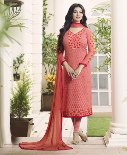 Light Pink Georgette Embroidery Work Salwar Suits