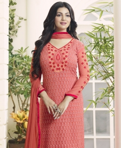 Light Pink Georgette Embroidery Work Salwar Suits