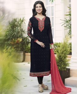 Black Georgette Embroidery Work Salwar Suits