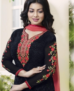 Black Georgette Embroidery Work Salwar Suits