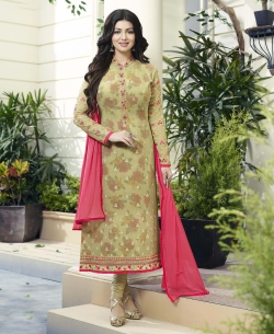 Light Pista Green Georgette Embroidery Work Salwar Suits