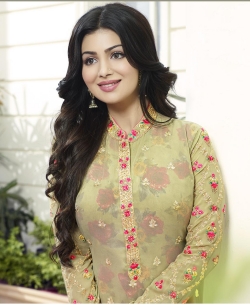 Light Pista Green Georgette Embroidery Work Salwar Suits