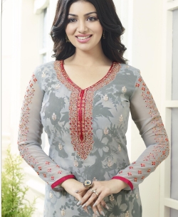 Grey Blue Georgette Embroidery Work Salwar Suits