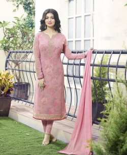 Light Pink Georgette Embroidery Work Salwar Suits