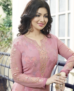 Light Pink Georgette Embroidery Work Salwar Suits