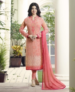 Light Pink Georgette Embroidery Work Salwar Suits