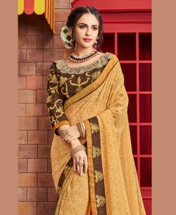 Multi Georgette Printed Border Sarees