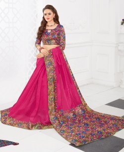 Pink Silk Lace Border Cotton Sarees