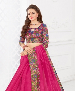 Pink Silk Lace Border Cotton Sarees