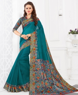 Rama Green Silk Lace Border Cotton Sarees