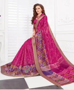 Pink Silk Lace Border Cotton Sarees