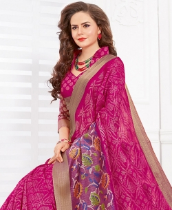 Pink Silk Lace Border Cotton Sarees