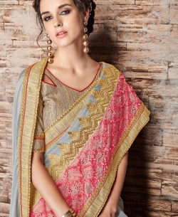 Grey Chinnon Chiffon Embroidery
 Designer Sarees