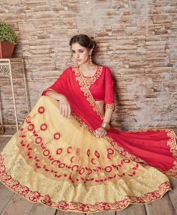 Red Georgette Embroidery
 Designer Sarees