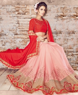 Red Chiffon Border Work Designer Sarees