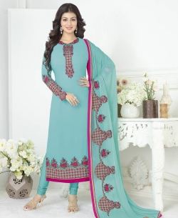 Sky Blue Georgette Border Work Salwar Suits
