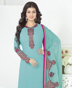 Sky Blue Georgette Border Work Salwar Suits