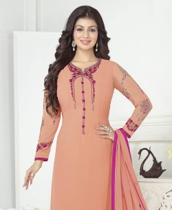 Light Orange Georgette Lace Border Salwar Suits