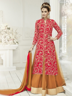 Red Georgette Printed Salwar Suits