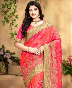 Pink Crepe Silk Embroidery
 Designer Sarees
