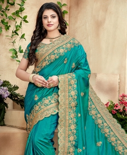 Blue Crepe Silk Embroidery
 Designer Sarees