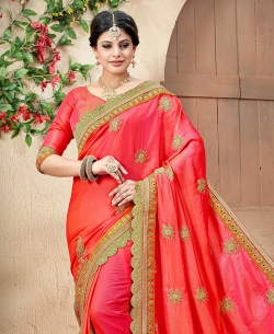 Pink Crepe Silk Embroidery
 Designer Sarees