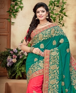 Blue Crepe Silk Border Work Designer Sarees