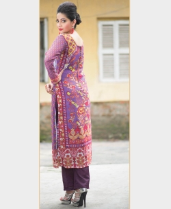 Purple Georgette Printed Palazzo Suits