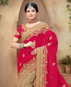 Pink Crepe Silk Embroidery
 Designer Sarees
