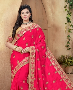 Pink Crepe Silk Lace Border Designer Sarees
