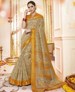 Multi Polyester Staple  Jacquard Border Traditional Sarees