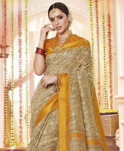 Multi Polyester Staple  Jacquard Border Traditional Sarees