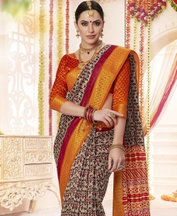 Multi Polyester Staple  Jacquard Border Traditional Sarees
